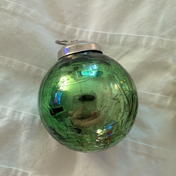 Antique Festive Glass Christmas Ornament Set - Green, Red, and Silver - Picture 5 of 7